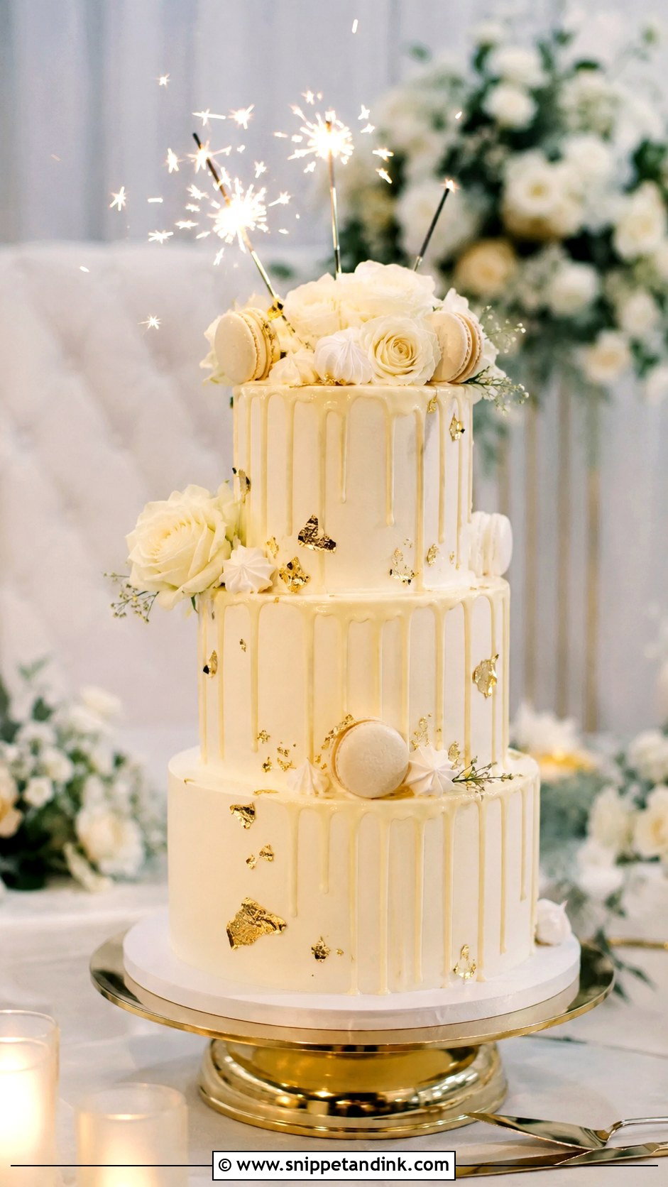 Drip Wedding Cake With Sparklers - Snippet and Ink - 20 Cake Ideas with Sparklers for Wedding