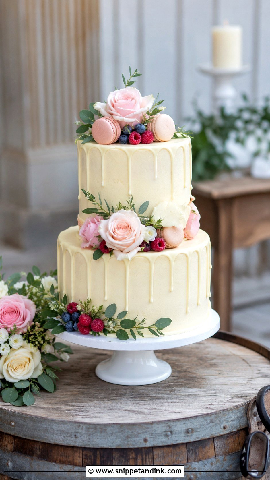 Drip Wedding Cake on Barrel - Snippet and Ink - 20 Wedding Cake Ideas on Barrel