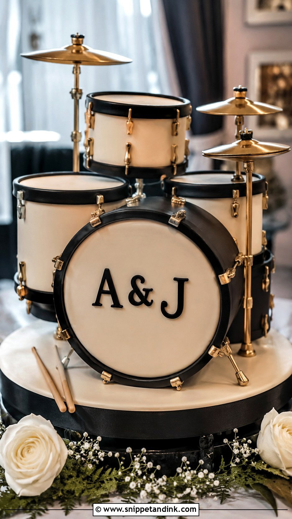 Drum Set Wedding Cake - Snippet and Ink - 20 Rock and Roll Wedding Cake Ideas