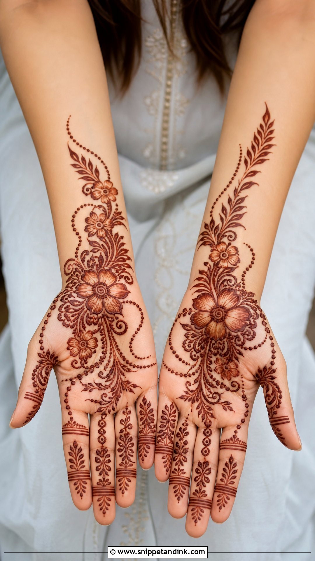 Dubai Floral Front Hand Mehndi Design - Snippet and Ink - 20 Dubai Front Hand Mehndi Designs
