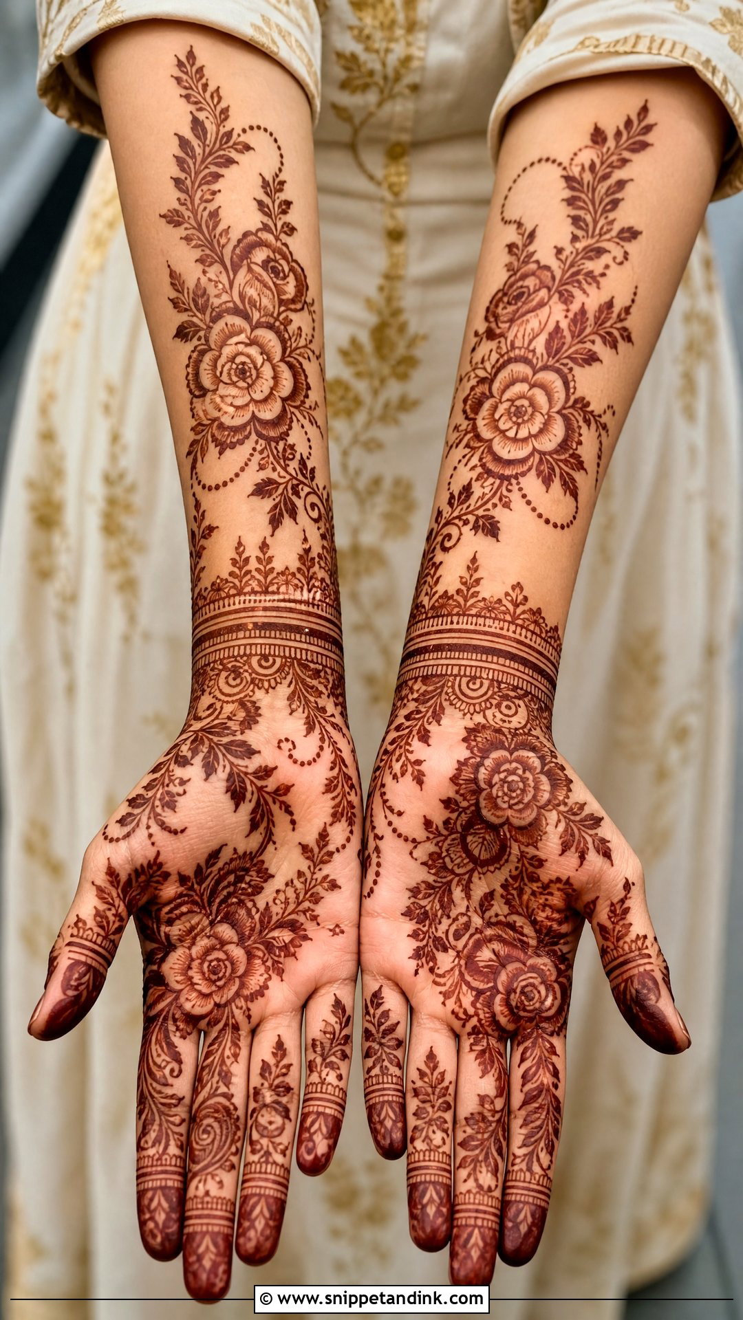 Dubai Floral Full Hand Mehndi Design - Snippet and Ink - 20 Dubai Full Hand Mehndi Designs