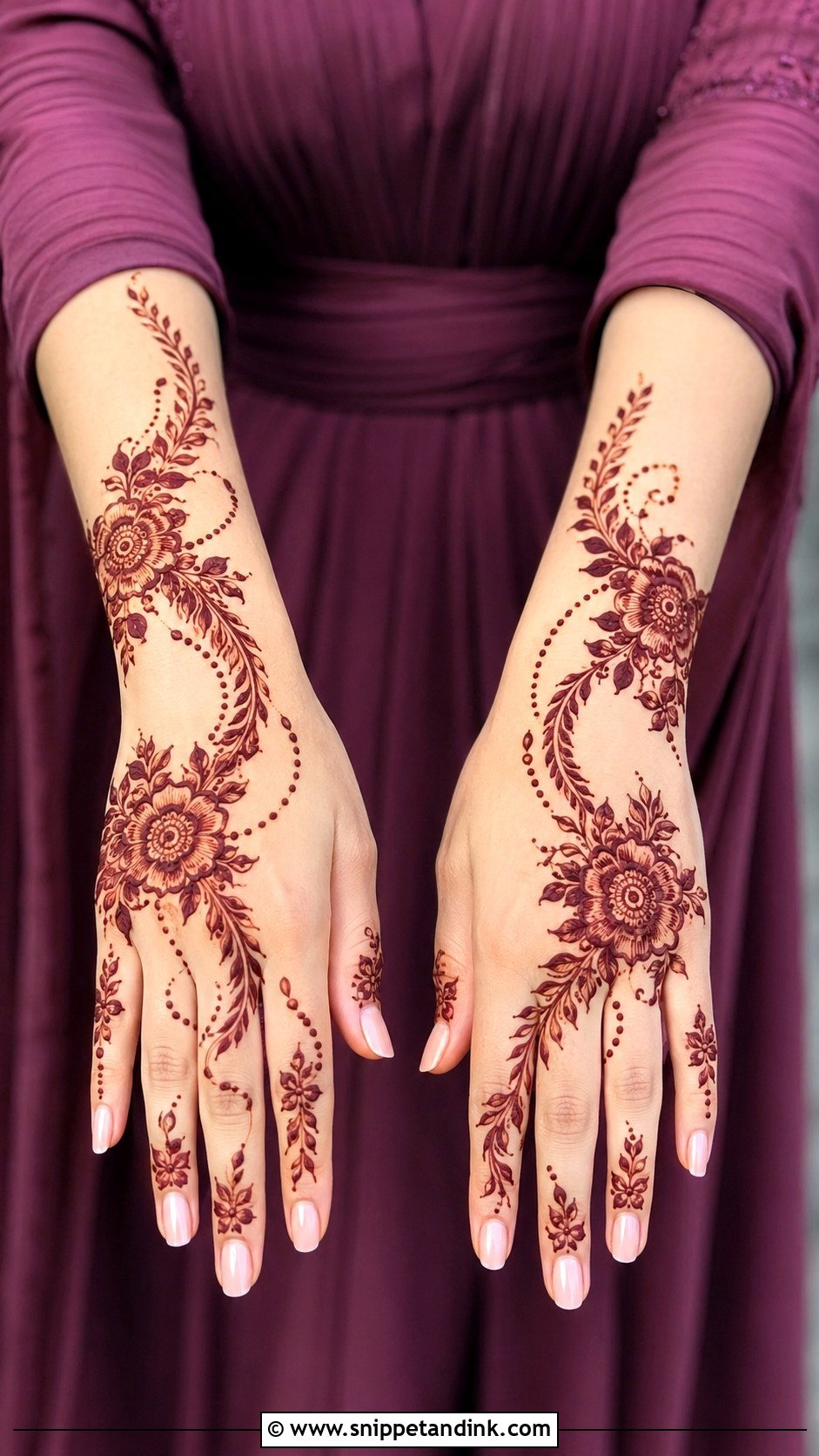 Dubai Floral Trail Mehndi Design - Snippet and Ink - 35 Dubai Mehndi Designs