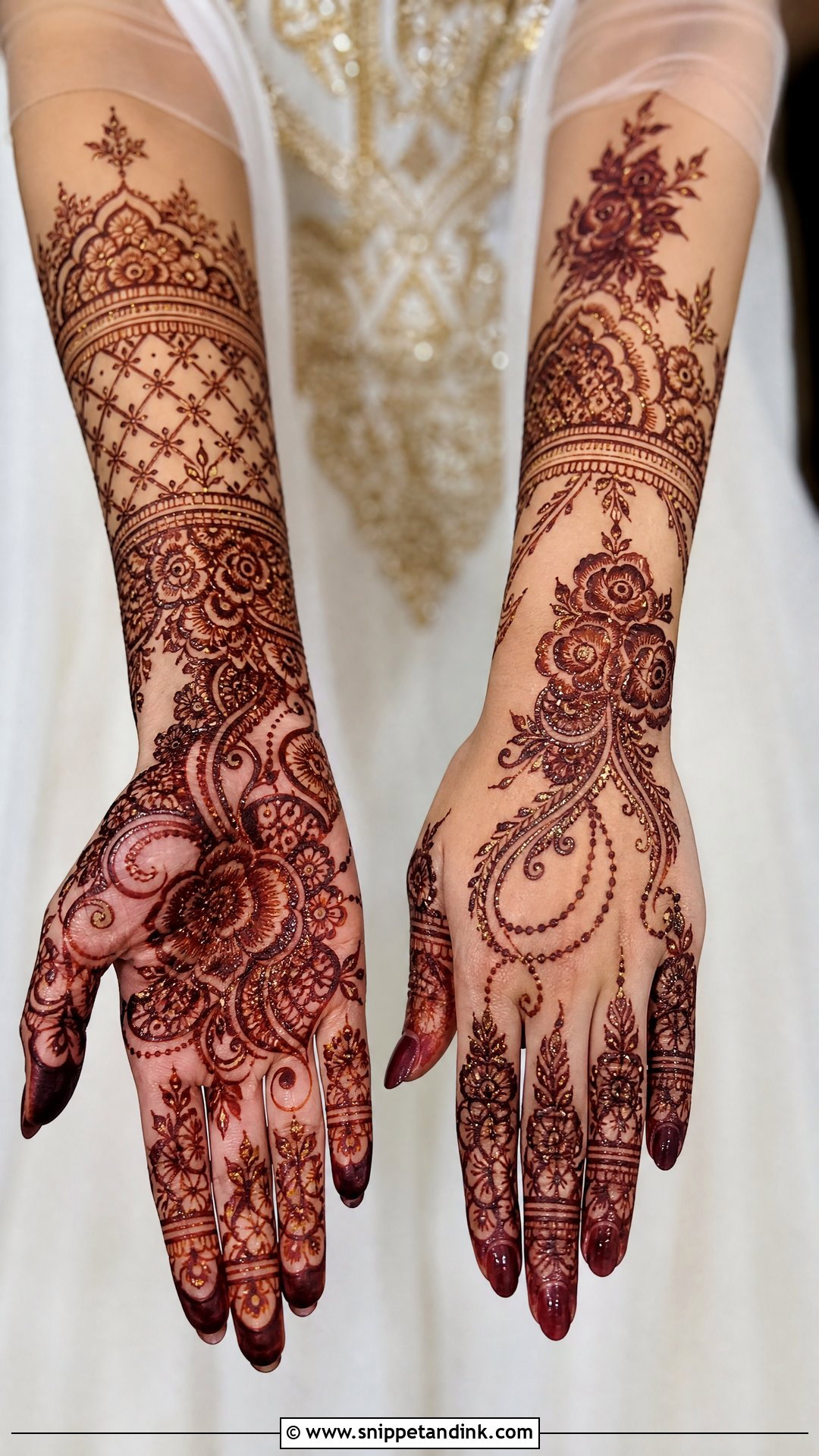 Dubai Glitter Full Hand Mehndi Design - Snippet and Ink - 20 Dubai Full Hand Mehndi Designs