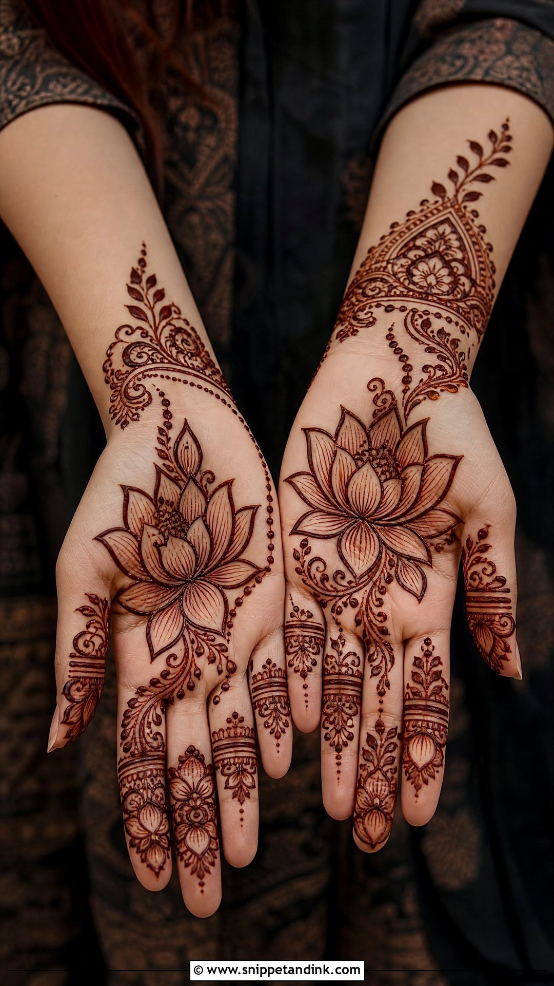 Dubai Lotus Front Hand Mehndi Design - Snippet and Ink - 20 Dubai Front Hand Mehndi Designs