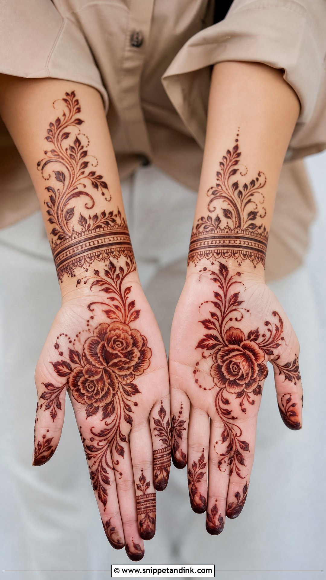 Dubai Rose Front Hand Mehndi Design - Snippet and Ink - 20 Dubai Front Hand Mehndi Designs
