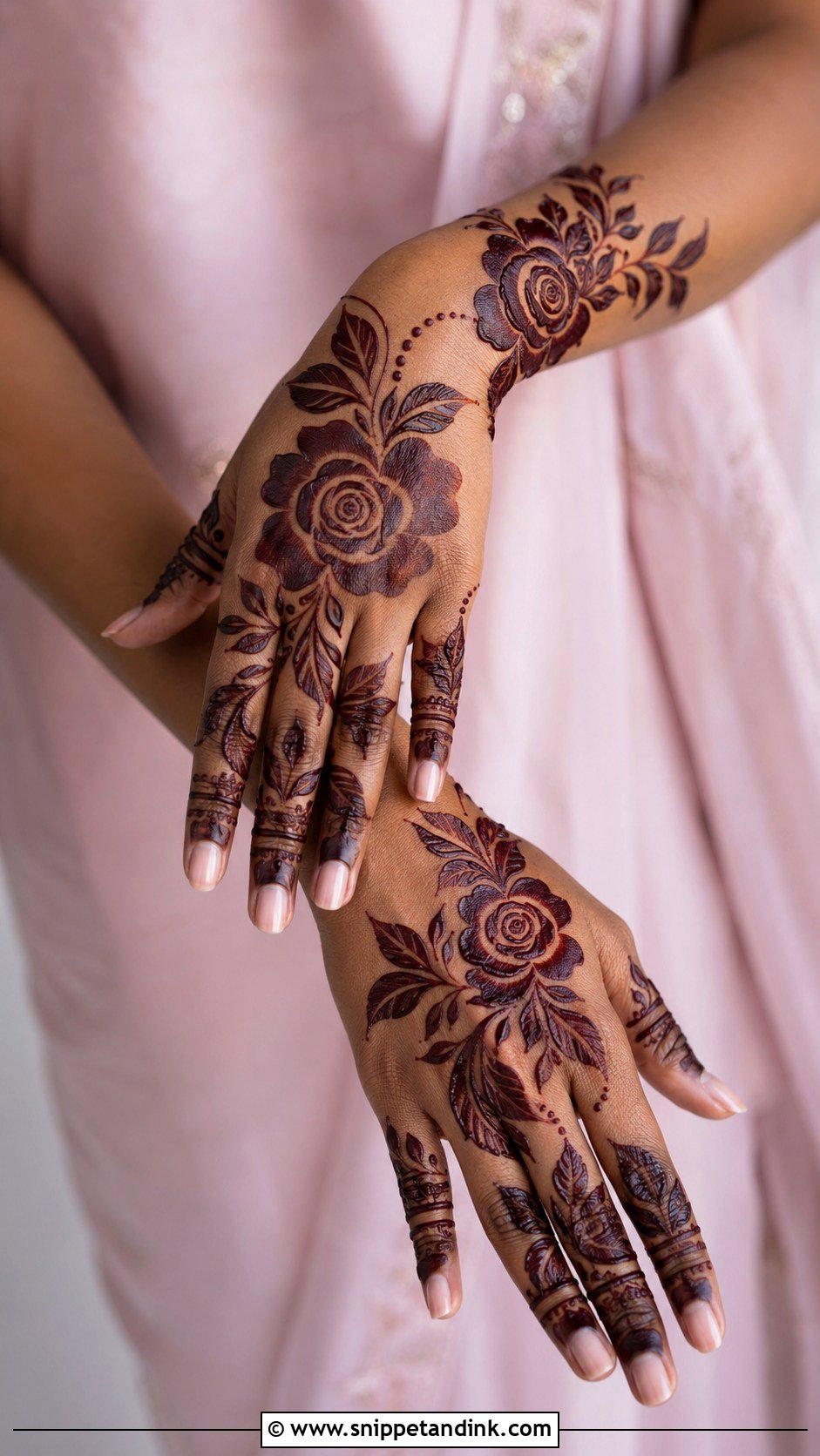 Dubai Rose Mehndi Design For Dark Skin - Snippet and Ink - 35 Dubai Rose Mehndi Designs