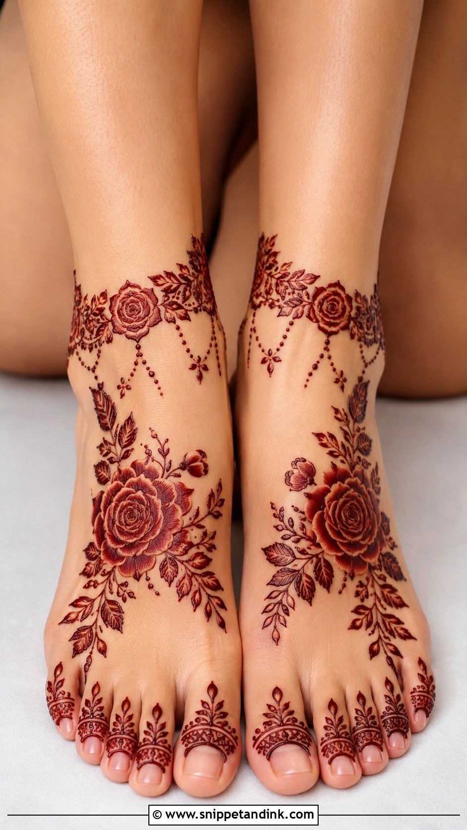Dubai Rose Mehndi Design For Feet - Snippet and Ink - 35 Dubai Rose Mehndi Designs