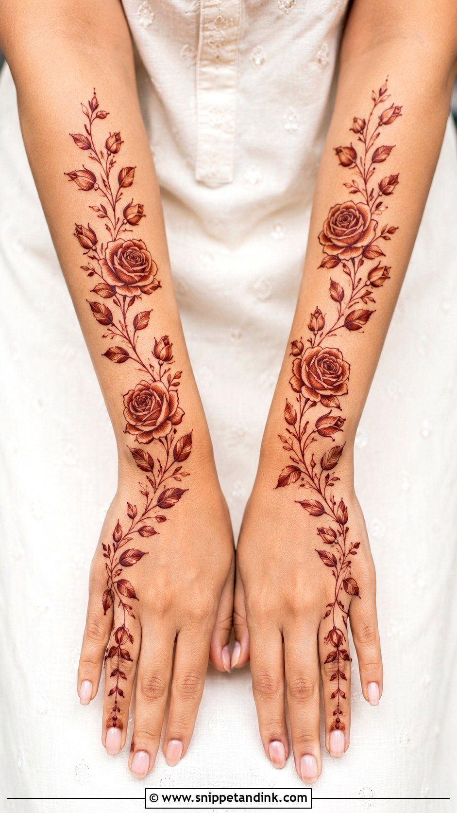 Dubai Rose Mehndi Design For Forearm - Snippet and Ink - 35 Dubai Rose Mehndi Designs