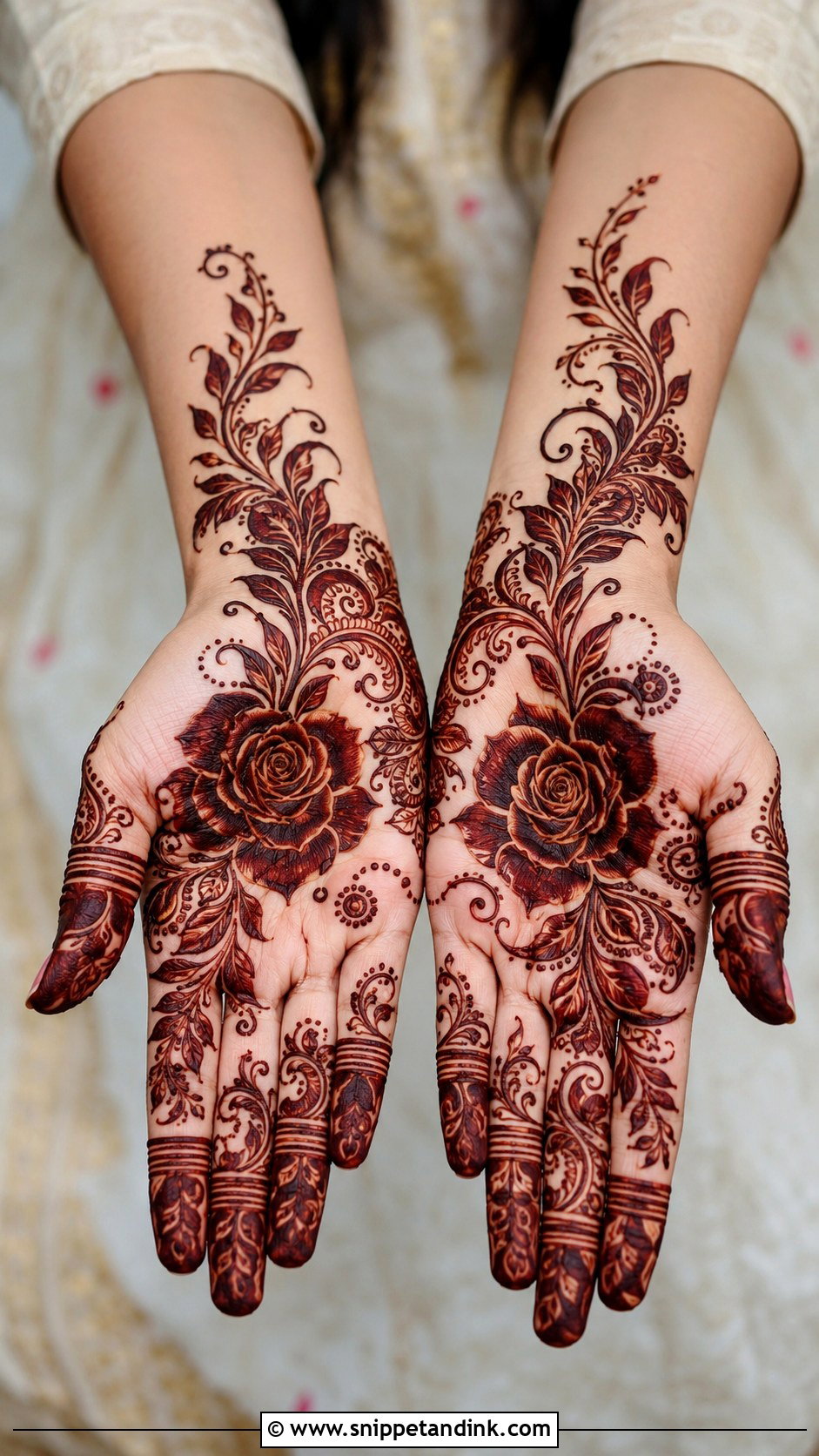 Dubai Rose Mehndi Design For Palm - Snippet and Ink - 35 Dubai Rose Mehndi Designs