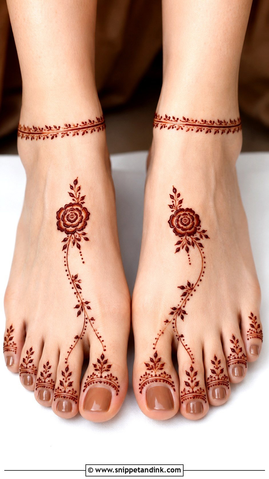Dubai Rose Mehndi Design For Toes - Snippet and Ink - 35 Dubai Rose Mehndi Designs