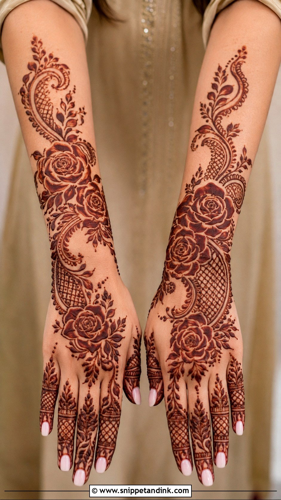 Dubai Rose Mehndi Design For Wedding - Snippet and Ink - 35 Dubai Rose Mehndi Designs