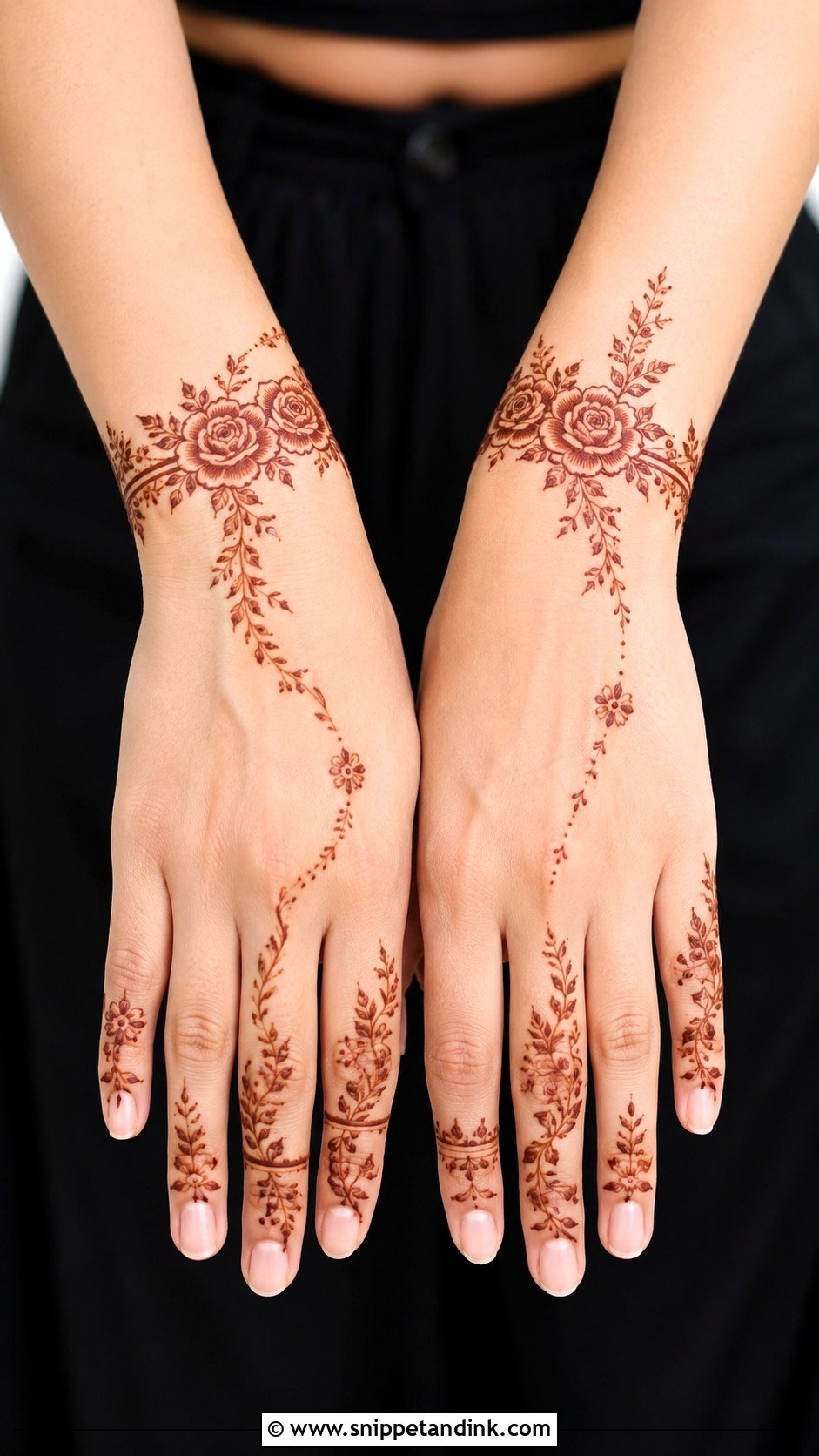 Dubai Rose Mehndi Design For Wrist - Snippet and Ink - 35 Dubai Rose Mehndi Designs