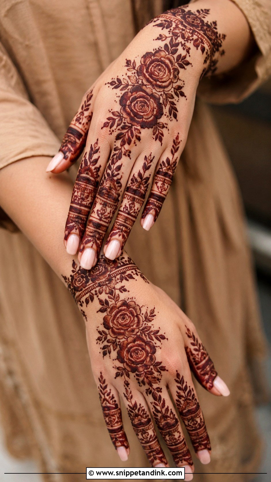 Dubai Rose Mehndi Design Full Fingers - Snippet and Ink - 35 Dubai Rose Mehndi Designs
