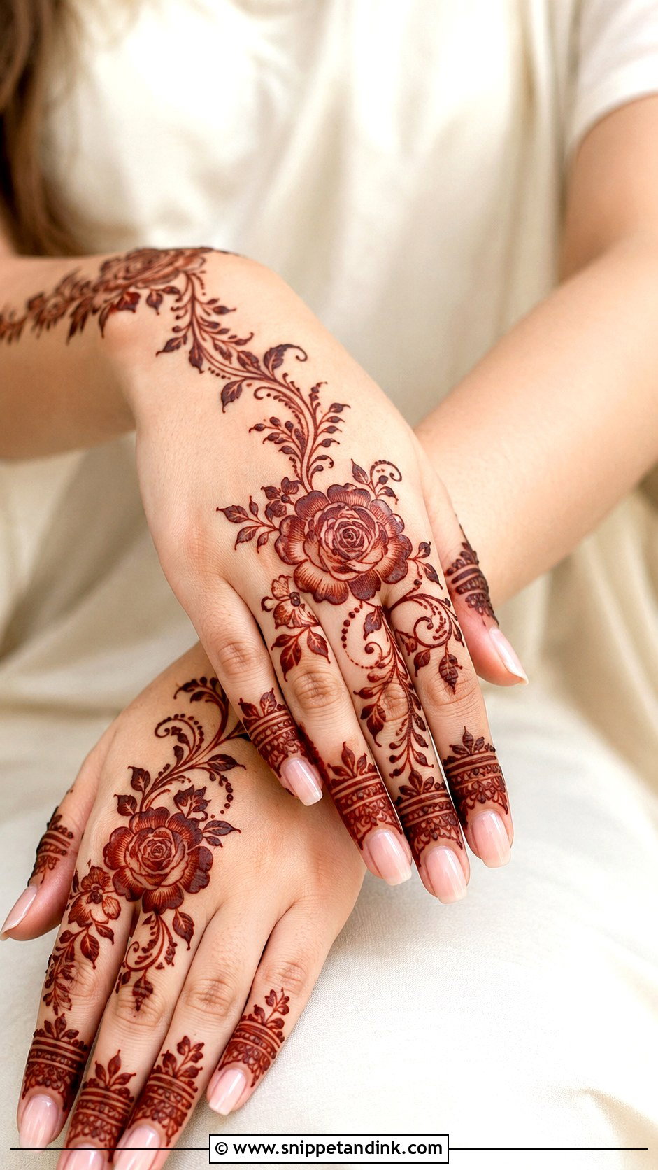 Dubai Rose Mehndi Design Half Hand - Snippet and Ink - 35 Dubai Rose Mehndi Designs