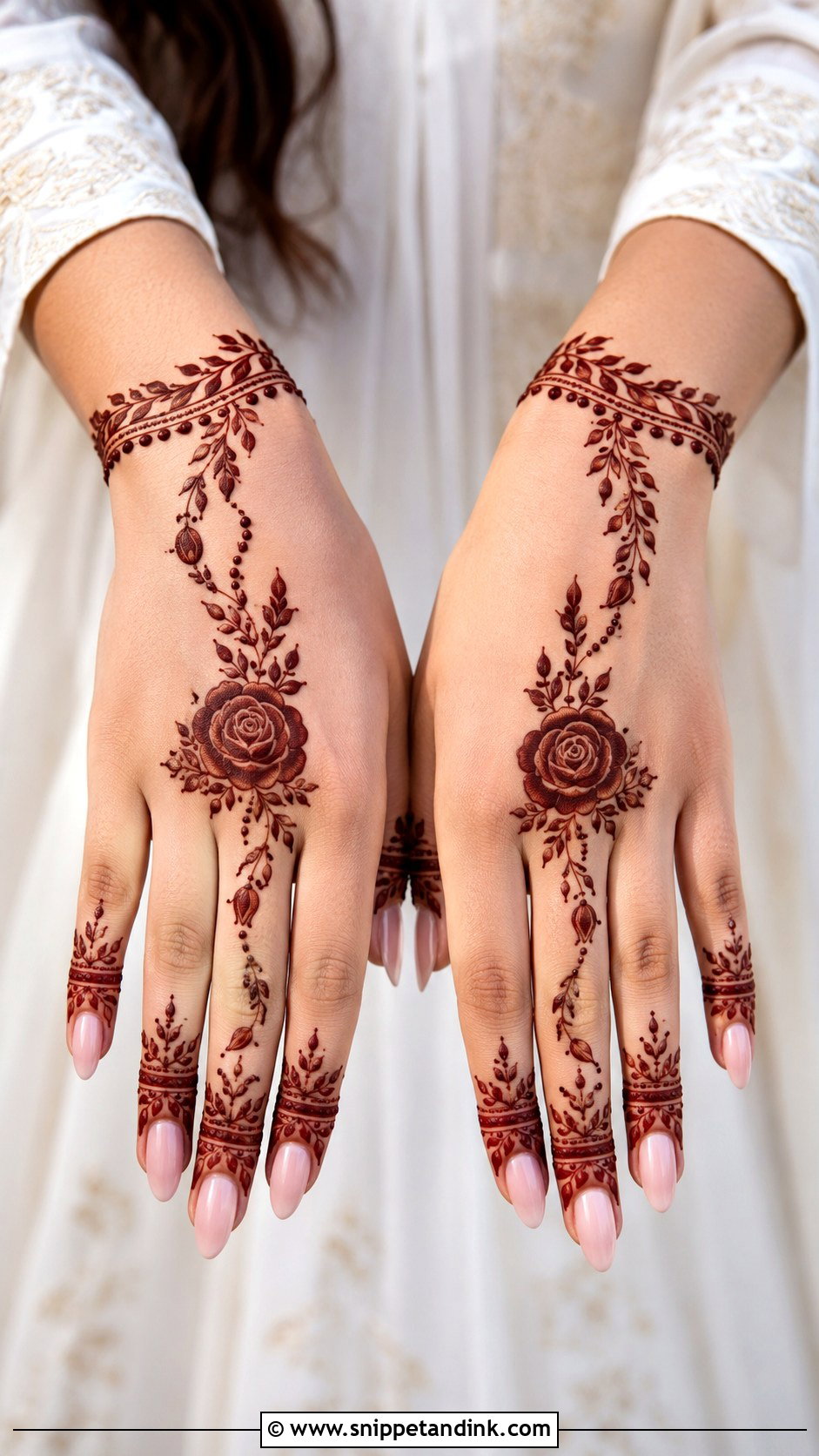 Dubai Rose Mehndi Design With Bracelet - Snippet and Ink - 35 Dubai Rose Mehndi Designs