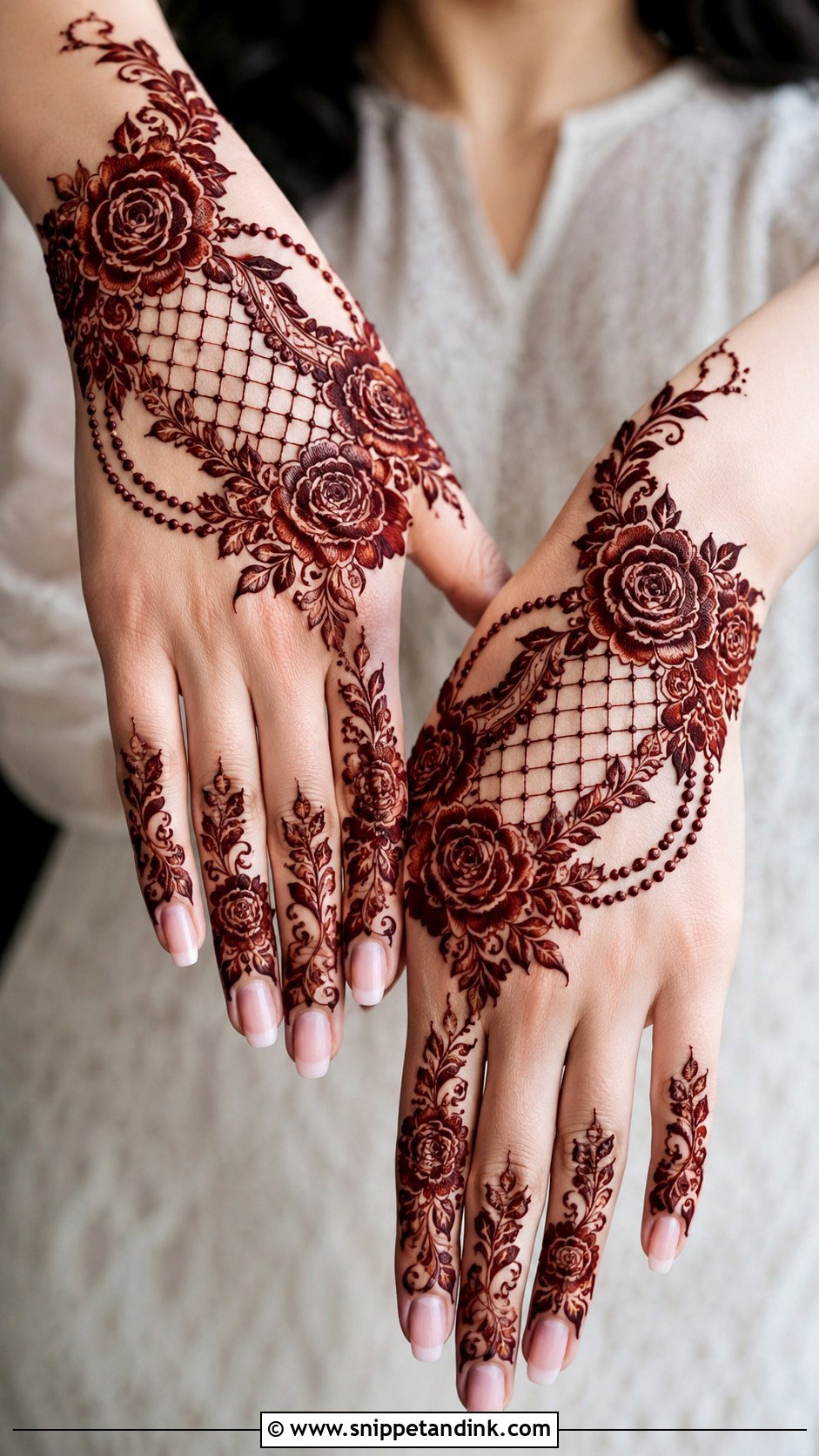 Dubai Rose Mehndi Design With Jaali - Snippet and Ink - 35 Dubai Rose Mehndi Designs
