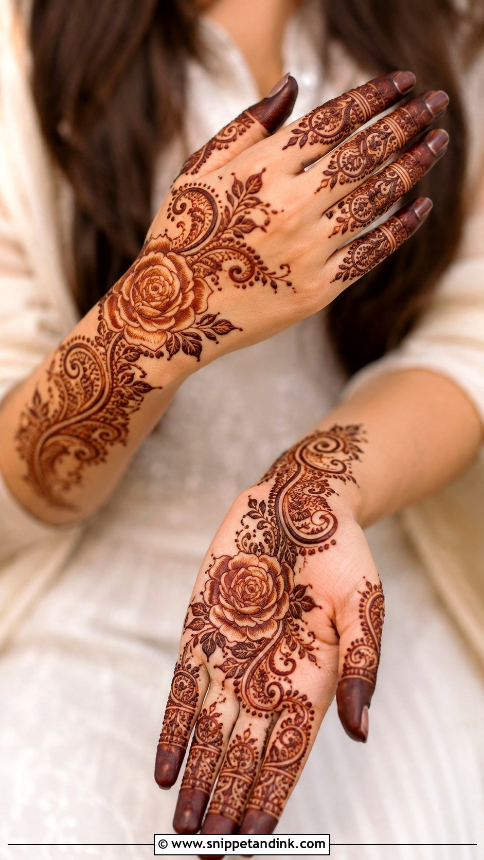 Dubai Rose Mehndi Design With Paisley - Snippet and Ink - 35 Dubai Rose Mehndi Designs