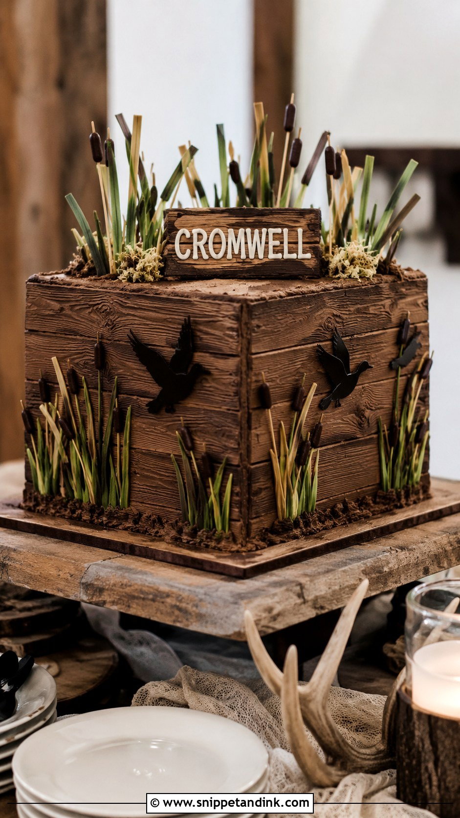 Duck Blind Wedding Cake - Snippet and Ink - 20 Duck Hunting Wedding Cake Ideas