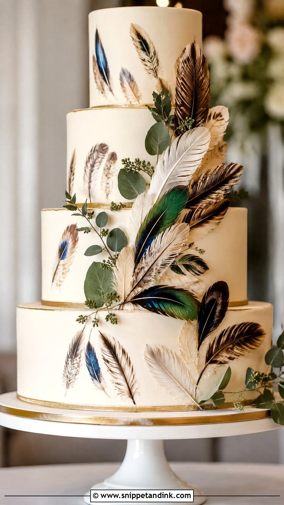 Duck Feather Wedding Cake - Snippet and Ink - 20 Duck Hunting Wedding Cake Ideas