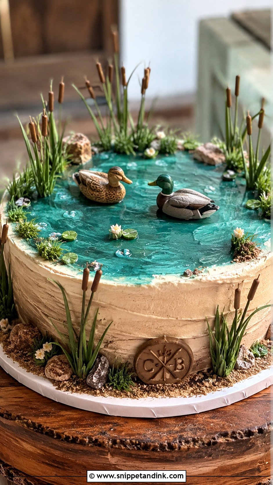 Duck Pond Wedding Cake - Snippet and Ink - 20 Duck Hunting Wedding Cake Ideas