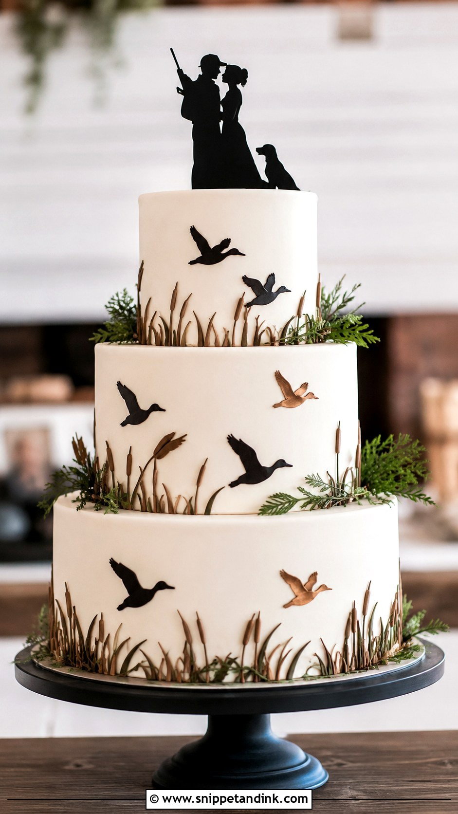 Duck Silhouette Wedding Cake - Snippet and Ink - 20 Duck Hunting Wedding Cake Ideas