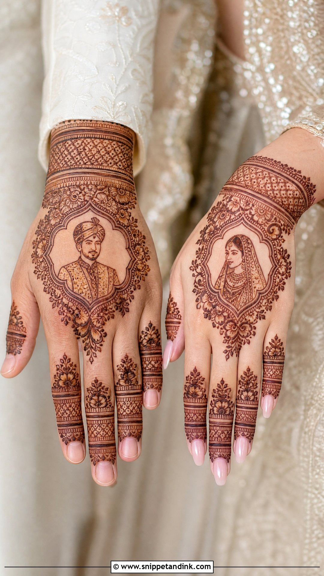 Dulha Dulhan Back Hand Mehndi Design - Snippet and Ink - 30 Dulha Dulhan Mehndi Designs