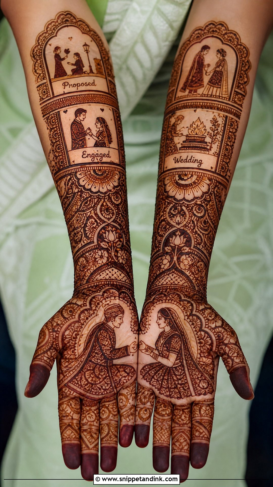 Dulha Dulhan Couple Story Mehndi Design - Snippet and Ink - 20 Dhula Dhulan Mehndi Designs