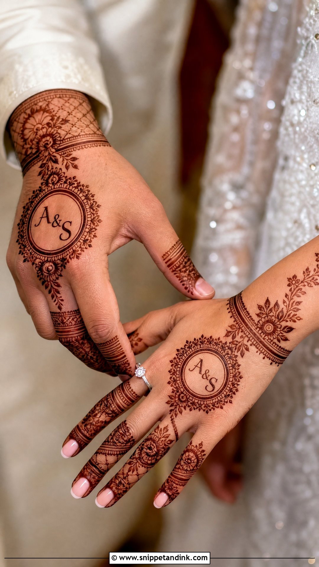Dulha Dulhan Engagement Mehndi Design - Snippet and Ink - 20 Dhula Dhulan Mehndi Designs