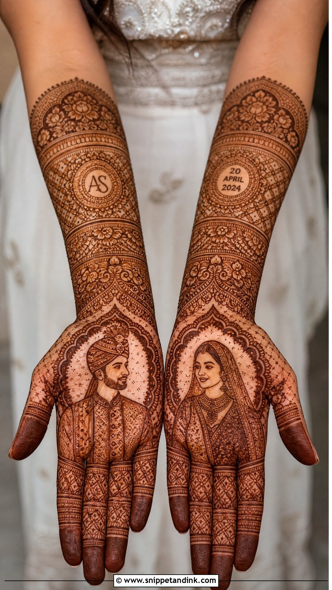 Dulha Dulhan Front Hand Mehndi Design - Snippet and Ink - 30 Dulha Dulhan Mehndi Designs