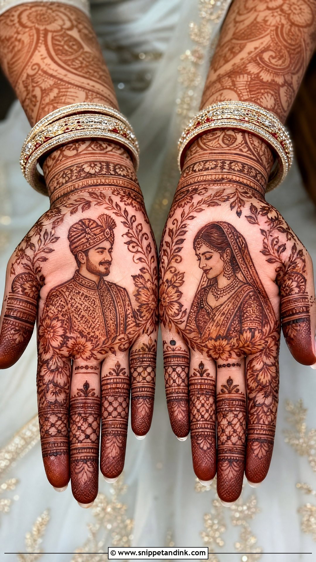 Dulha Dulhan Front Hand Mehndi Design - Snippet and Ink - 20 Dhula Dhulan Mehndi Designs