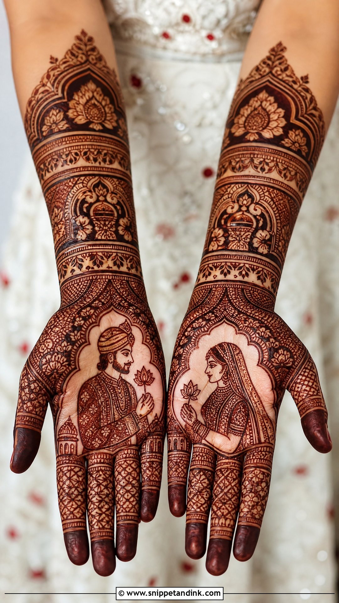 Dulha Dulhan Full Hand Mehndi Design - Snippet and Ink - 20 Bride Groom Mehndi Designs