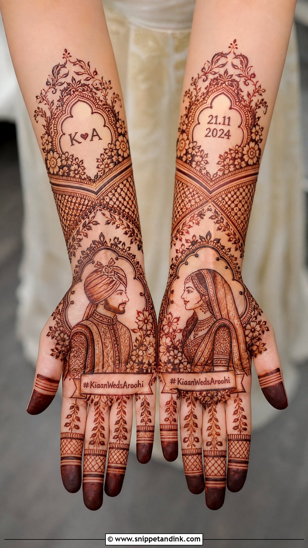 Dulha Dulhan Hashtag Mehndi Design - Snippet and Ink - 30 Dulha Dulhan Mehndi Designs