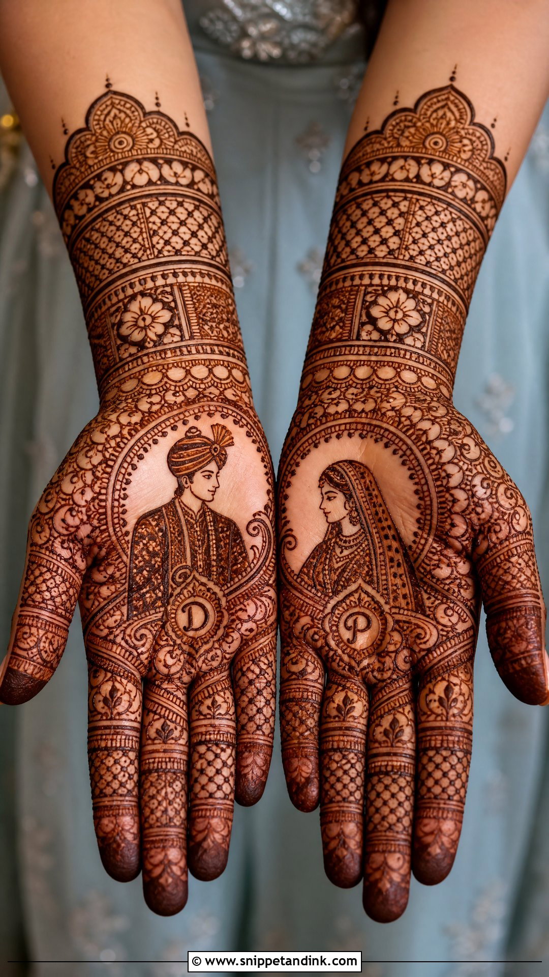 Dulha Dulhan Initials Mehndi Design - Snippet and Ink - 20 Dhula Dhulan Mehndi Designs