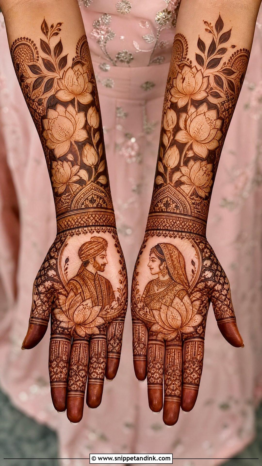 Dulha Dulhan Lotus Mehndi Design - Snippet and Ink - 30 Dulha Dulhan Mehndi Designs