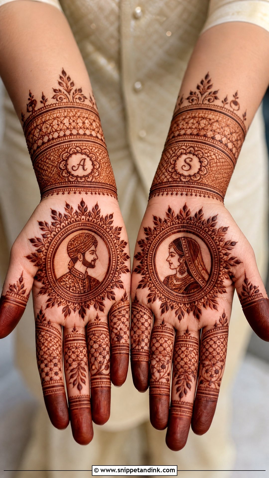 Dulha Dulhan Mandala Mehndi Design - Snippet and Ink - 30 Dulha Dulhan Mehndi Designs