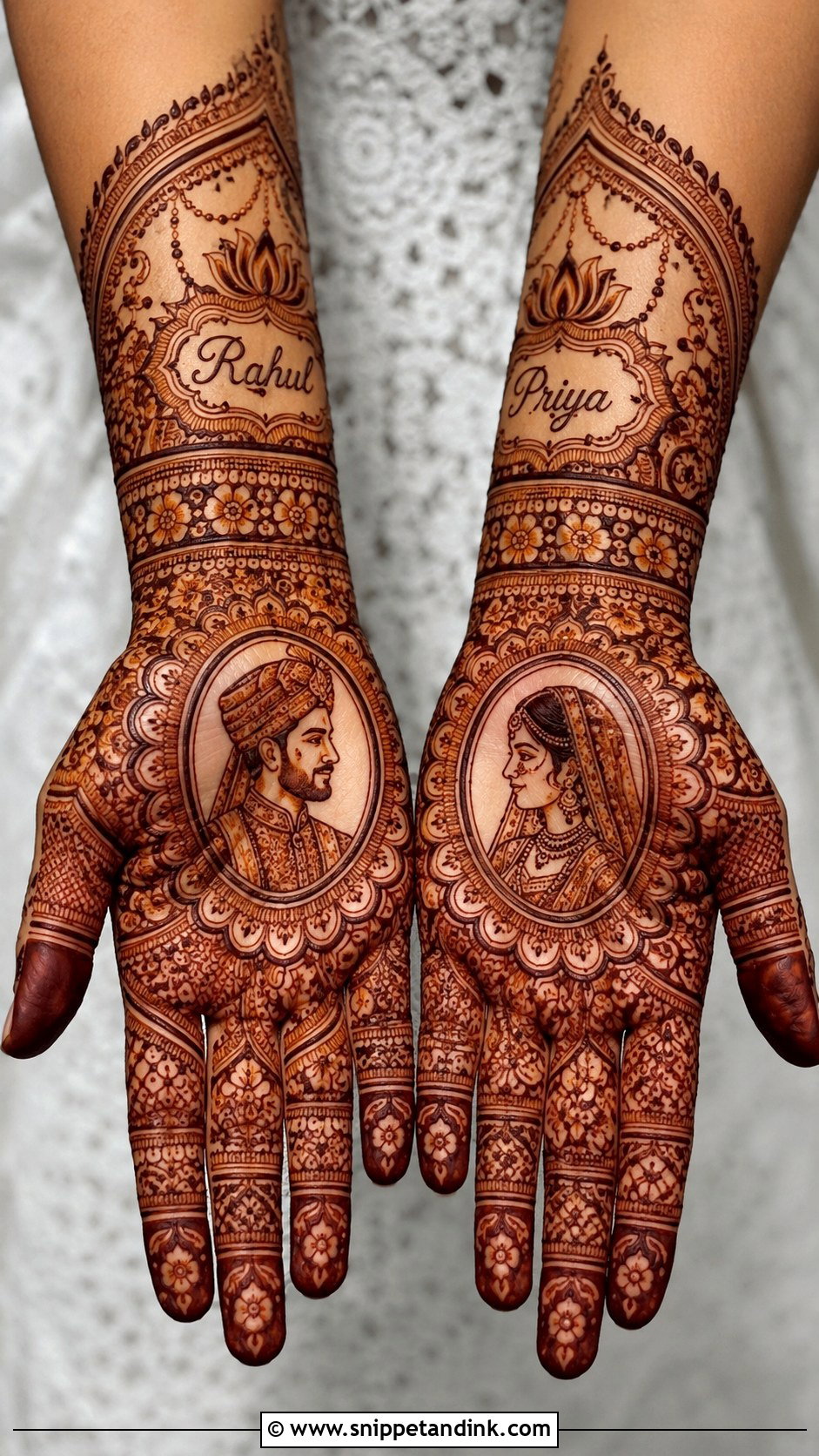 Dulha Dulhan Mehndi Design - Snippet and Ink - 35 Trending Mehndi Designs