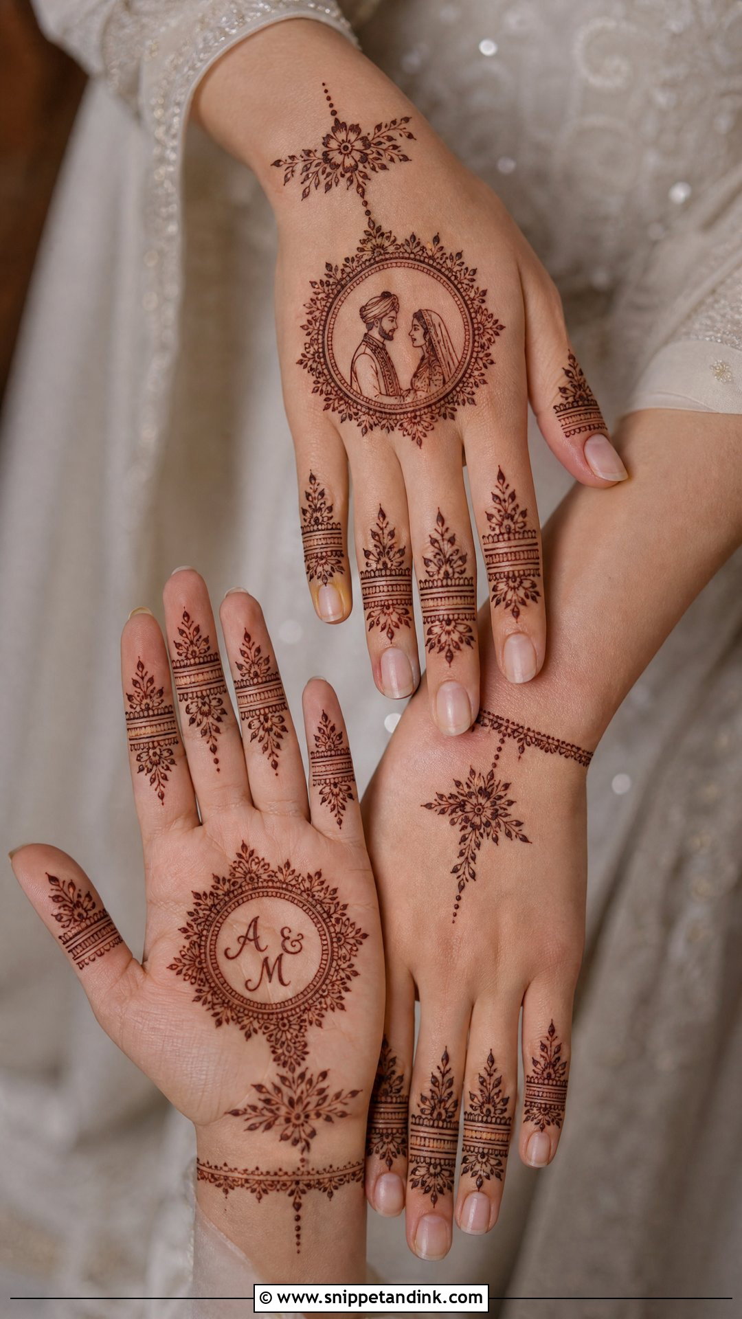 Dulha Dulhan Minimal Mehndi Design - Snippet and Ink - 20 Dhula Dhulan Mehndi Designs