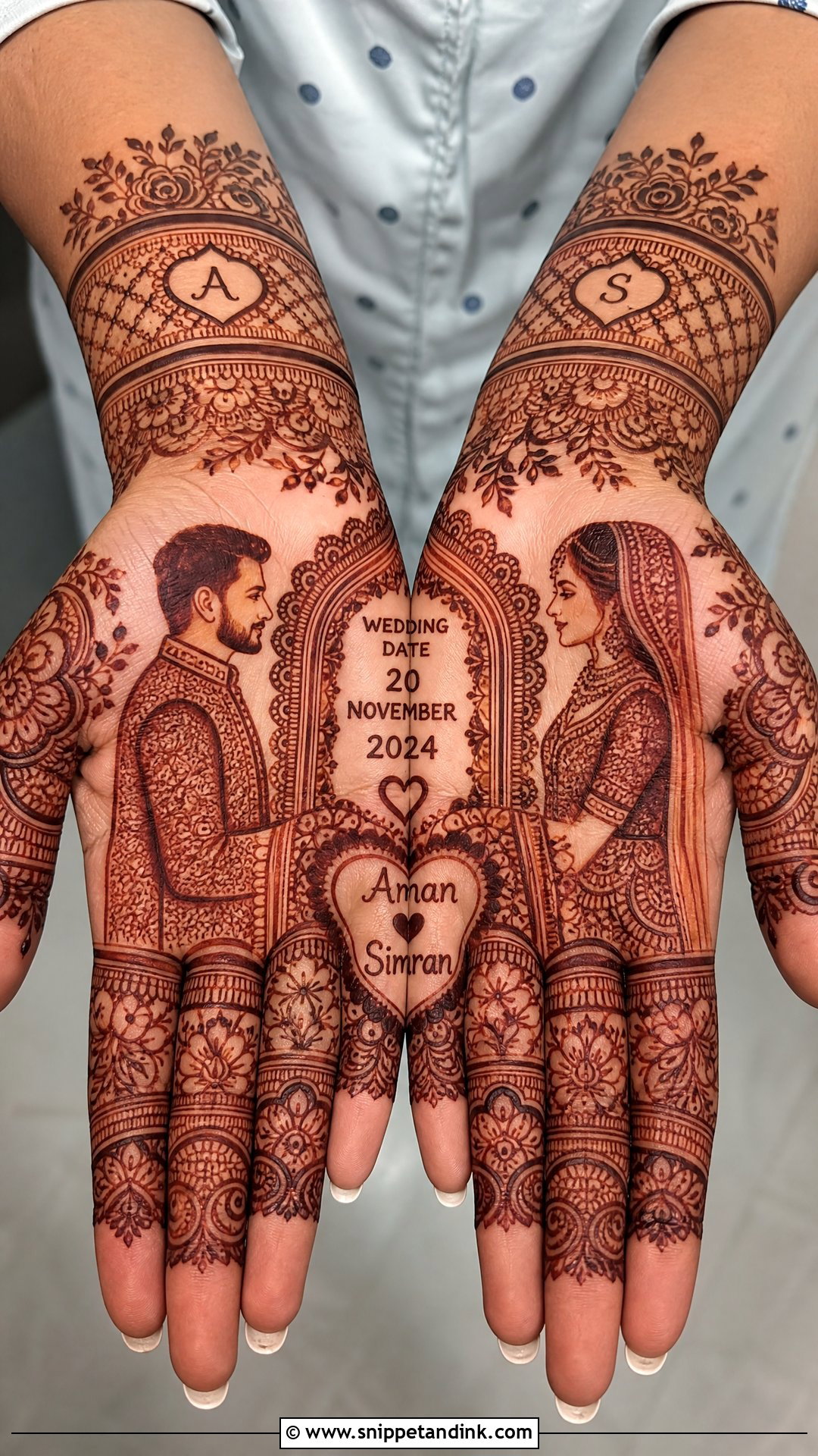 Dulha Dulhan Wedding Date Mehndi Design - Snippet and Ink - 30 Dulha Dulhan Mehndi Designs