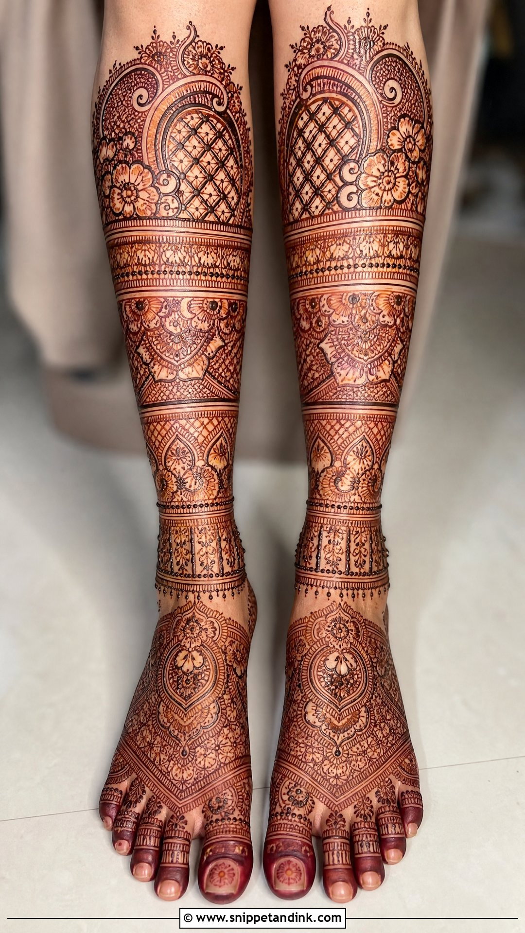 Dulhan Bridal Full Leg Mehndi Design - Snippet and Ink - 20 Bridal Full Leg Mehndi Designs