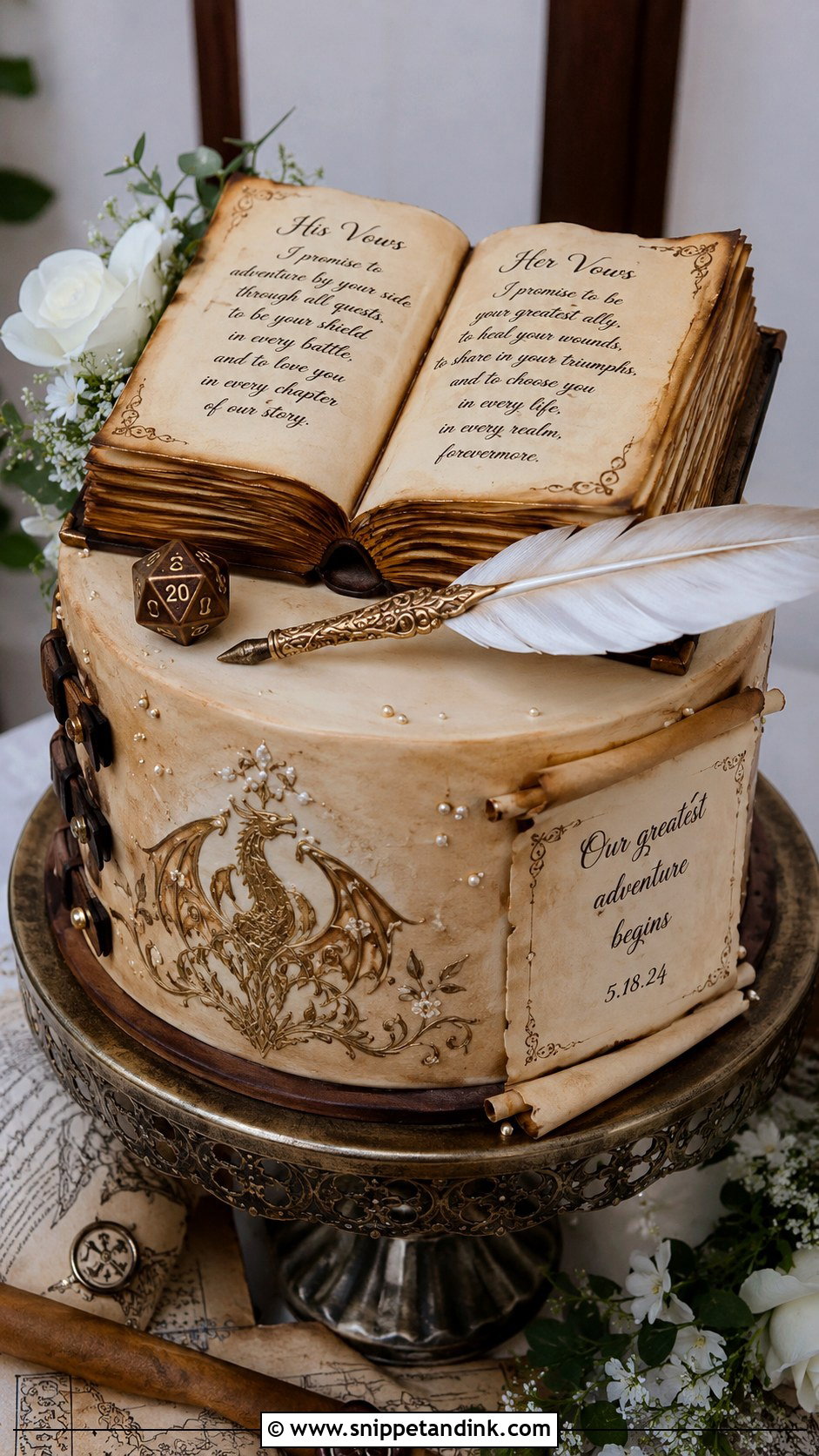 Dungeons And Dragons Spell Book Wedding Cake - Snippet and Ink - 25 Dungeons and Dragons Wedding Cake Ideas