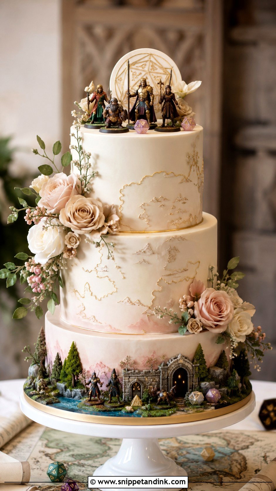 Dungeons And Dragons Wedding Cake With Mini Figures - Snippet and Ink - 25 Dungeons and Dragons Wedding Cake Ideas