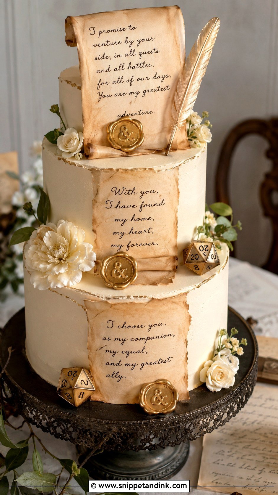 Dungeons And Dragons Wedding Cake With Scrolls - Snippet and Ink - 25 Dungeons and Dragons Wedding Cake Ideas