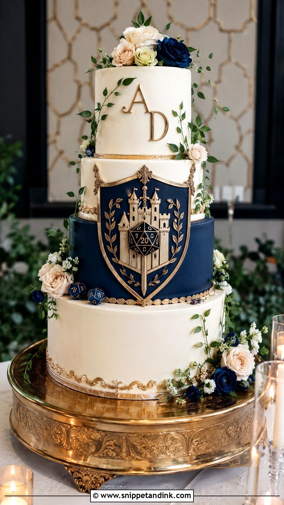 Dungeons And Dragons Wedding Cake With Shield Crest - Snippet and Ink - 25 Dungeons and Dragons Wedding Cake Ideas
