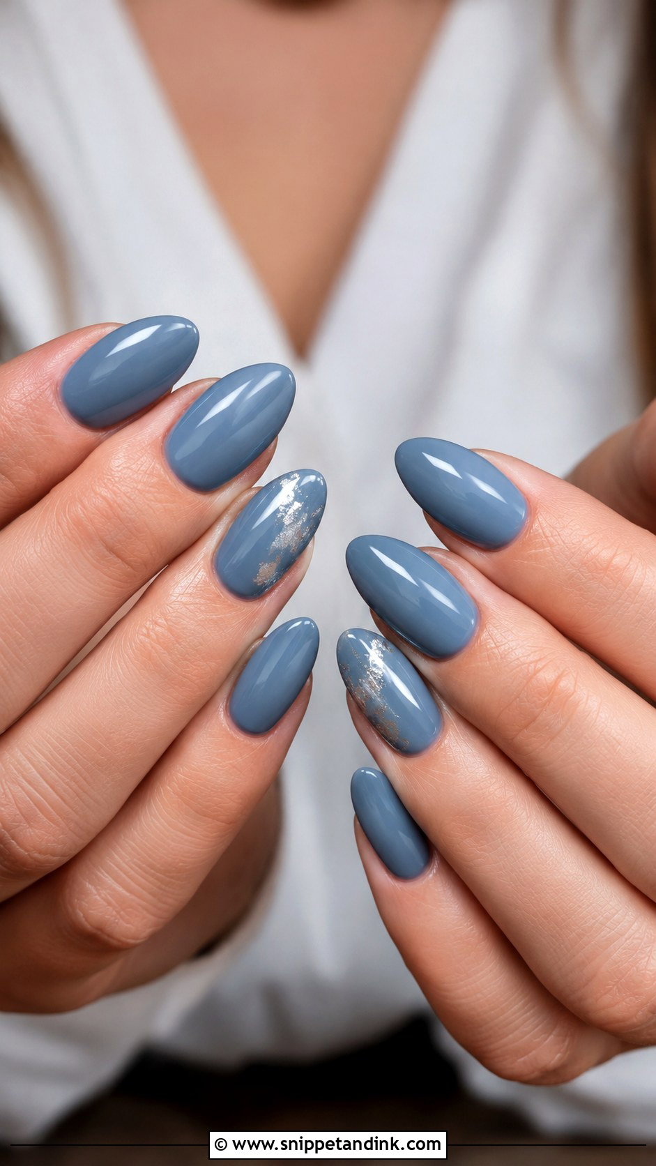 Dusty Blue Almond Wedding Nails - Snippet and Ink - 20 Dusty Blue Wedding Nails