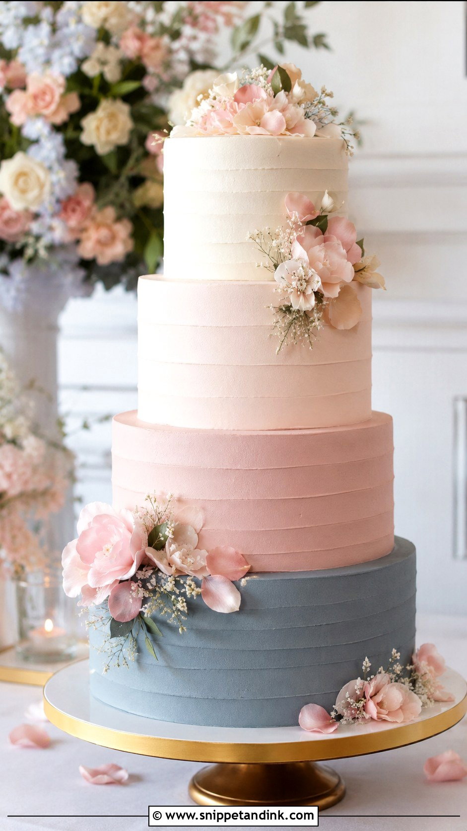 Dusty Blue And Blush Pink Ombre Wedding Cake - Snippet and Ink - 25 Dusty Blue and Blush Pink Wedding Cake Ideas