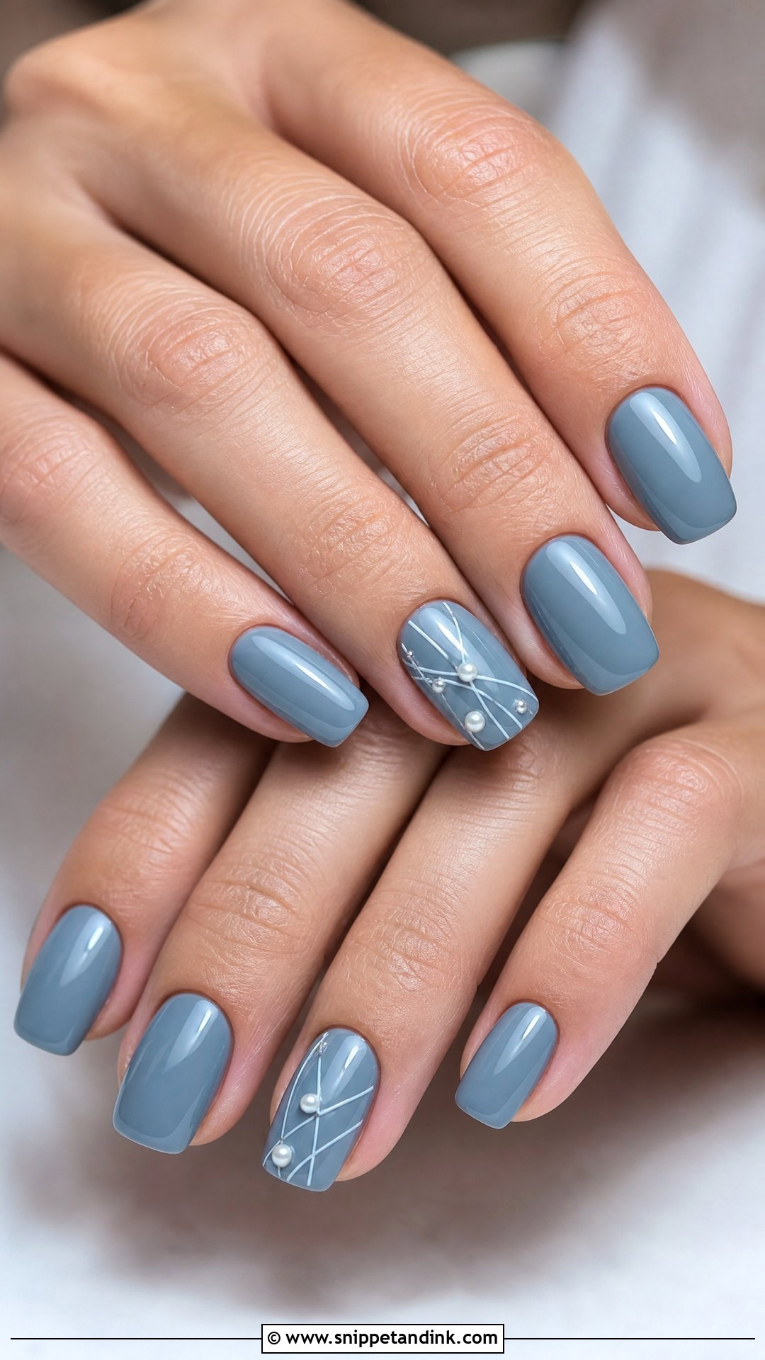 Dusty Blue Bridal Nails - Snippet and Ink - 25 Blue Bridal Nails