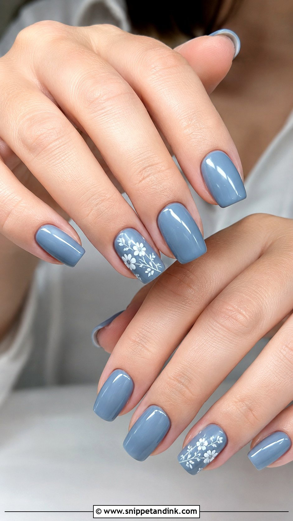 Dusty Blue Bridesmaid Nails - Snippet and Ink - 20 Nail Art for Wedding Bridesmaid Ideas