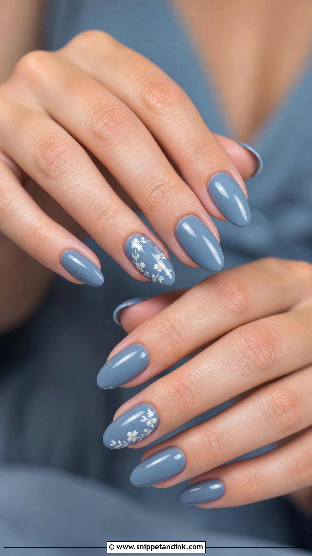 Dusty Blue Bridesmaid Nails - Snippet and Ink - 35 Bridesmaid Nails