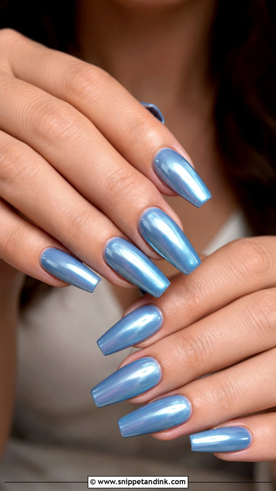 Dusty Blue Chrome Wedding Nails - Snippet and Ink - 20 Dusty Blue Wedding Nails