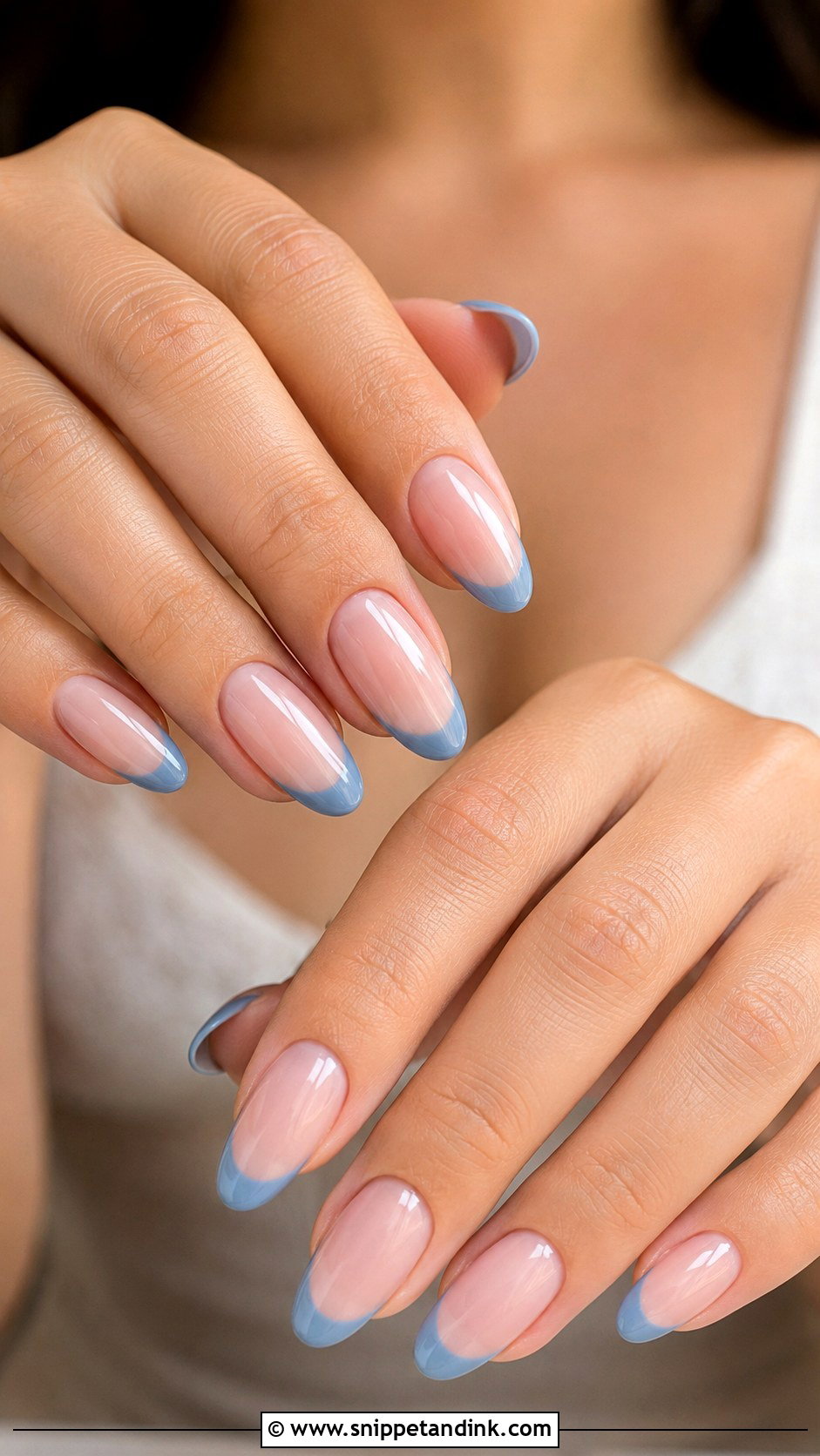 Dusty Blue French Tip Wedding Nails - Snippet and Ink - 20 Dusty Blue Wedding Nails